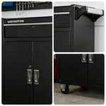 GROVIA Heavy Duty Tool Cabinet Single Drawer Lockable with Brake Castors 630x400x810mm Workshop Storage - Black