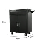 GROVIA Heavy Duty Tool Cabinet Single Drawer Lockable with Brake Castors 630x400x810mm Workshop Storage - Black