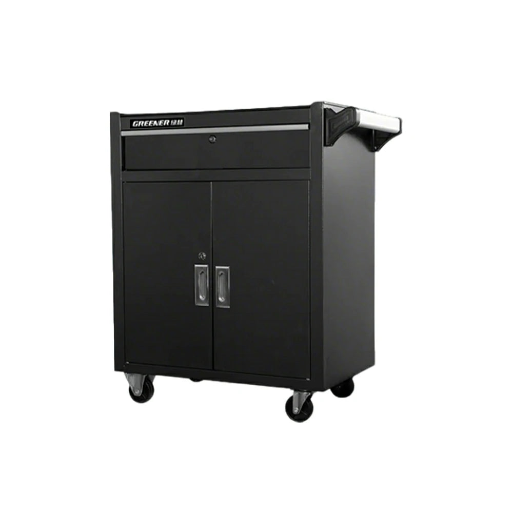 GROVIA Heavy Duty Tool Cabinet Single Drawer Lockable with Brake Castors 630x400x810mm Workshop Storage - Black
