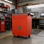 GROVIA Heavy Duty Tool Cabinet Single Drawer Lockable with Brake Castors 630x400x810mm Workshop Storage - Red