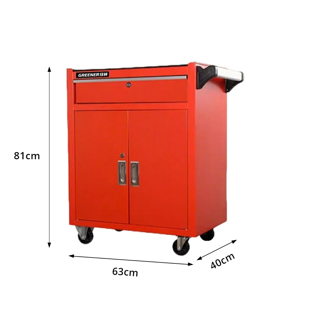 GROVIA Heavy Duty Tool Cabinet Single Drawer Lockable with Brake Castors 630x400x810mm Workshop Storage - Red