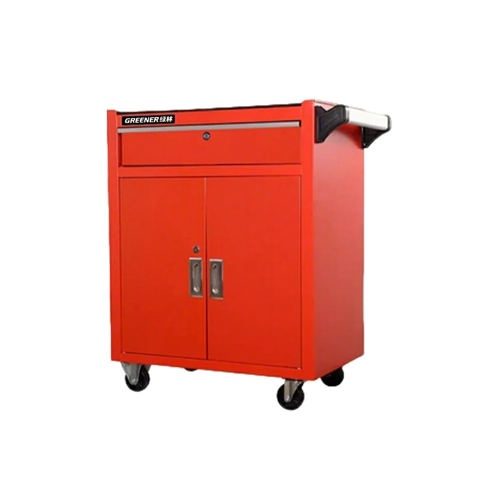 GROVIA Heavy Duty Tool Cabinet Single Drawer Lockable with Brake Castors 630x400x810mm Workshop Storage - Red