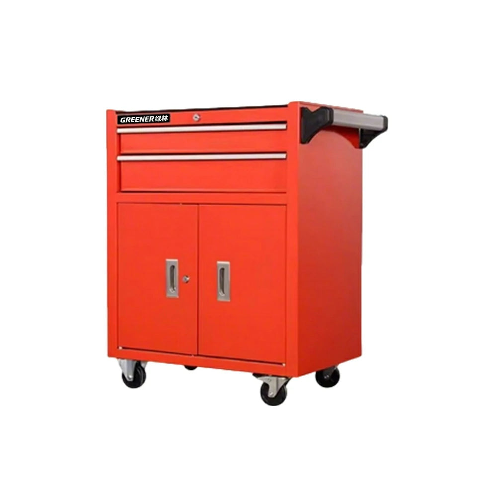 GROVIA Heavy Duty Tool Cabinet Double Drawer Lockable Mobile Storage 630x400x810mm Workshop Garage Trolley - Red