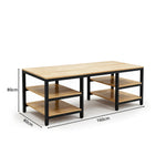 GROVIA Heavy Duty Workbench with Steel Frame Multi Layer Storage Shelves Wooden Top Tool Table for Garage Workshop Warehouse - Black
