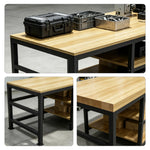 GROVIA Heavy Duty Workbench with Steel Frame Multi Layer Storage Shelves Wooden Top Tool Table for Garage Workshop Warehouse 60/80 - Black