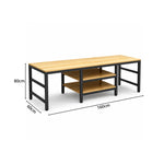 GROVIA Heavy Duty Workbench with Steel Frame Multi Layer Storage Shelves Wooden Top Tool Table for Garage Workshop Warehouse 60/80 - Black