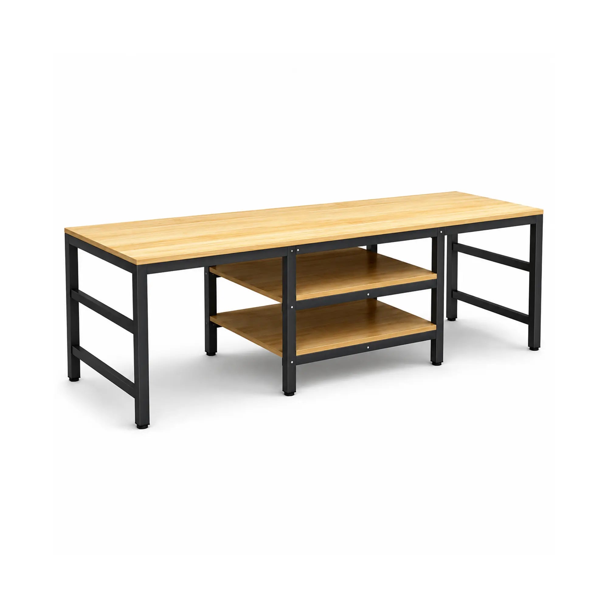 GROVIA Heavy Duty Workbench with Steel Frame Multi Layer Storage Shelves Wooden Top Tool Table for Garage Workshop Warehouse 60/80 - Black
