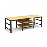 GROVIA Heavy Duty Workbench with Steel Frame Multi Layer Storage Shelves Wooden Top Tool Table for Garage Workshop Warehouse 60/80 - Black