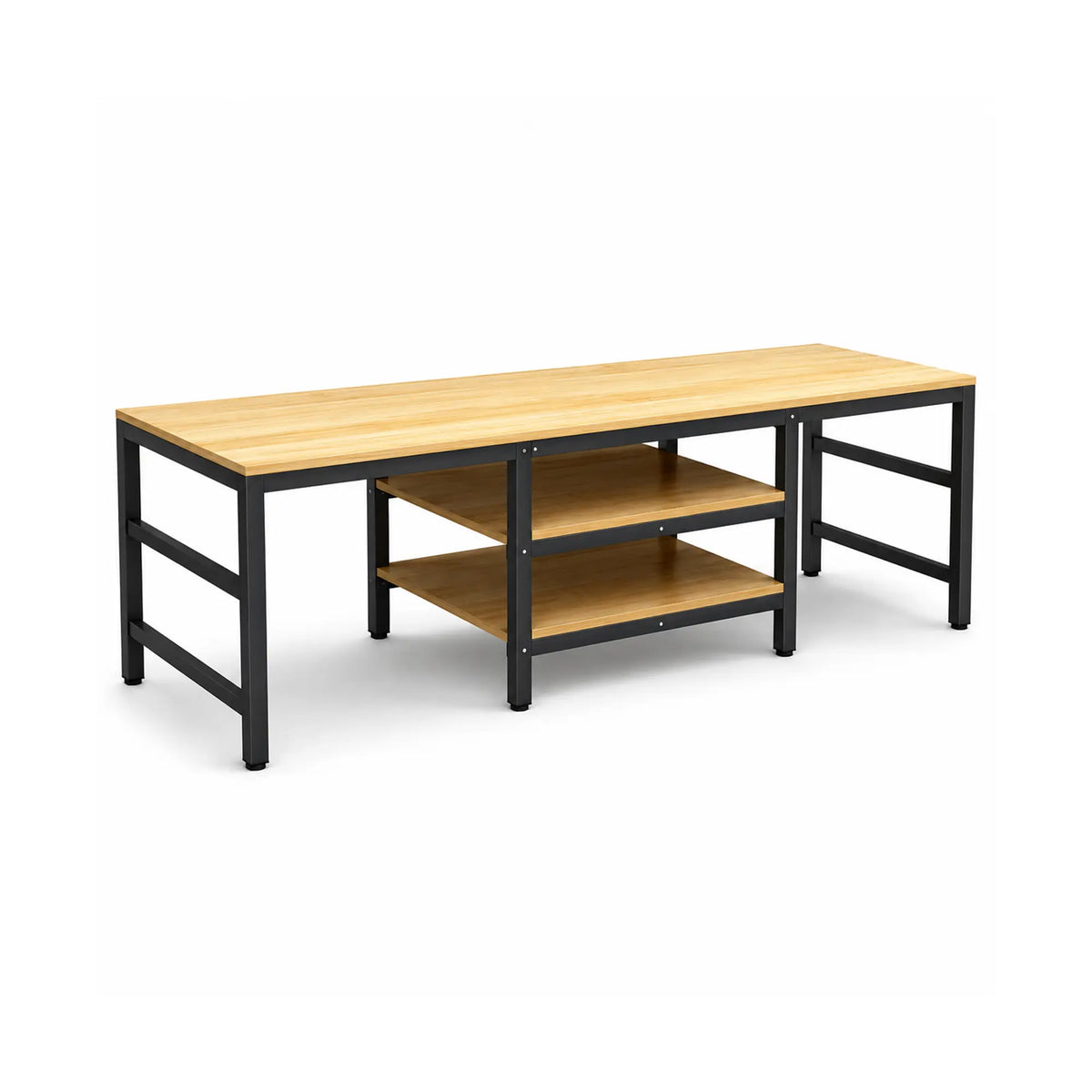 GROVIA Heavy Duty Workbench with Steel Frame Multi Layer Storage Shelves Wooden Top Tool Table for Garage Workshop Warehouse 60/80 - Black