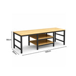 GROVIA Heavy Duty Workbench with Steel Frame Multi Layer Storage Shelves Wooden Top Tool Table for Garage Workshop Warehouse 60/80 - Black