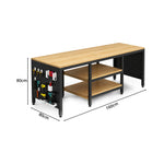 GROVIA Heavy Duty Workbench with Pegboard Tool Storage Steel Frame Wooden Top Multi Layer Shelves Garage Workshop Table 60/80cm - Black