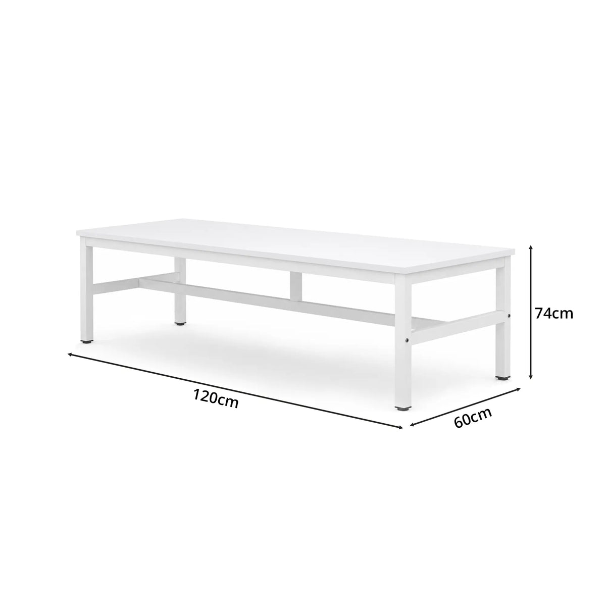 GROVIA Heavy Duty Workbench with Steel Frame Large Single Layer Work Table for Garage Workshop Warehouse Packing Station 60/80cm - White