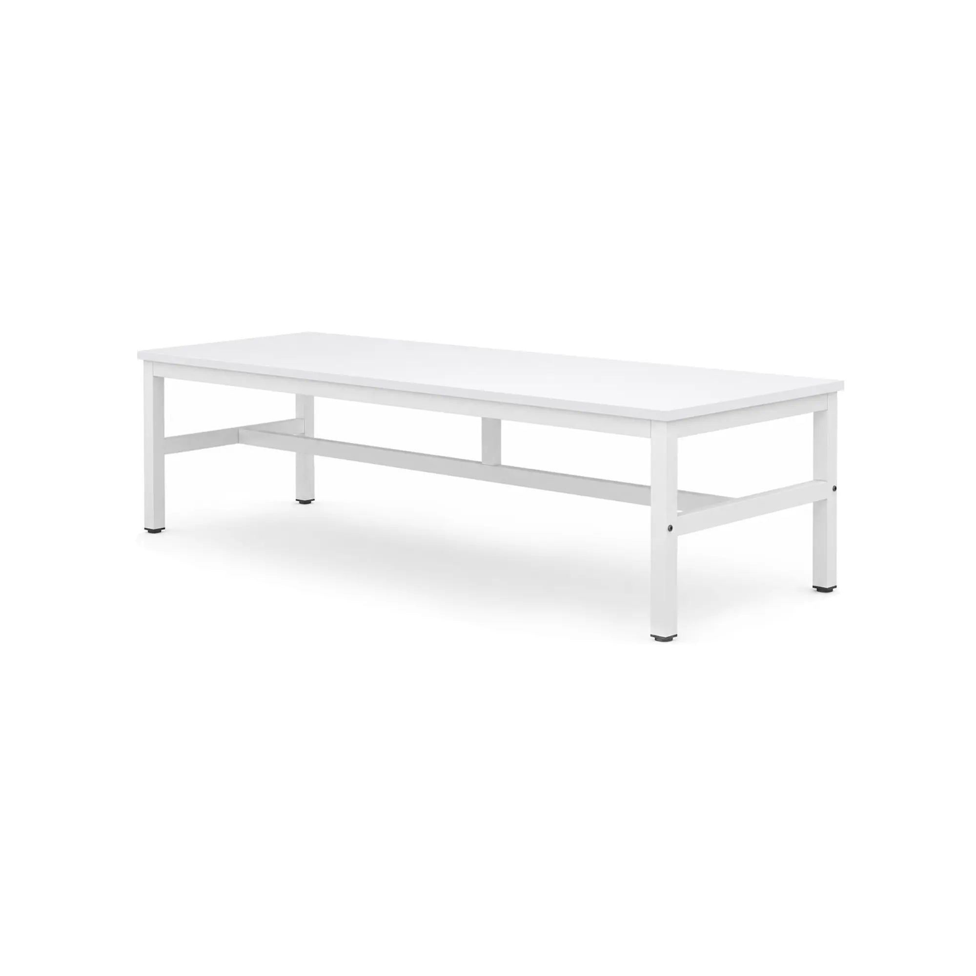 GROVIA Heavy Duty Workbench with Steel Frame Large Single Layer Work Table for Garage Workshop Warehouse Packing Station 60/80cm - White