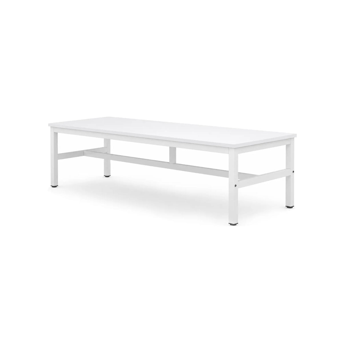 GROVIA Heavy Duty Workbench with Steel Frame Large Single Layer Work Table for Garage Workshop Warehouse Packing Station 60/80cm - White