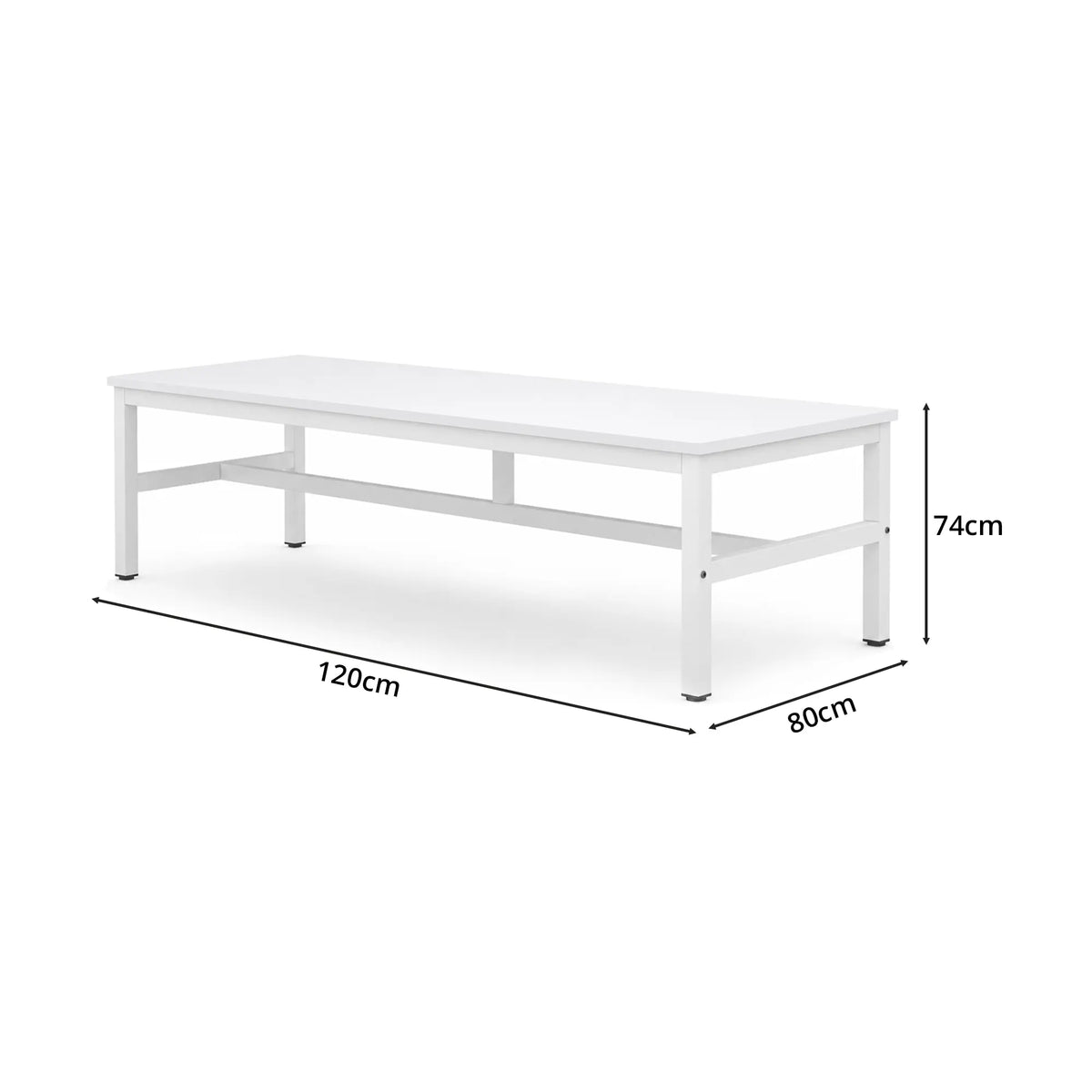 GROVIA Heavy Duty Workbench with Steel Frame Large Single Layer Work Table for Garage Workshop Warehouse Packing Station 60/80cm - White