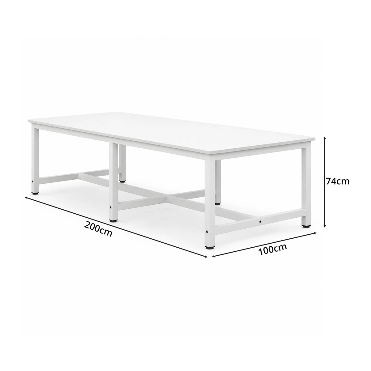 GROVIA Heavy Duty Workbench with Six Leg Steel Frame Single Layer Work Table Large Surface for Garage Workshop Warehouse Packing Station 80/100cm - White