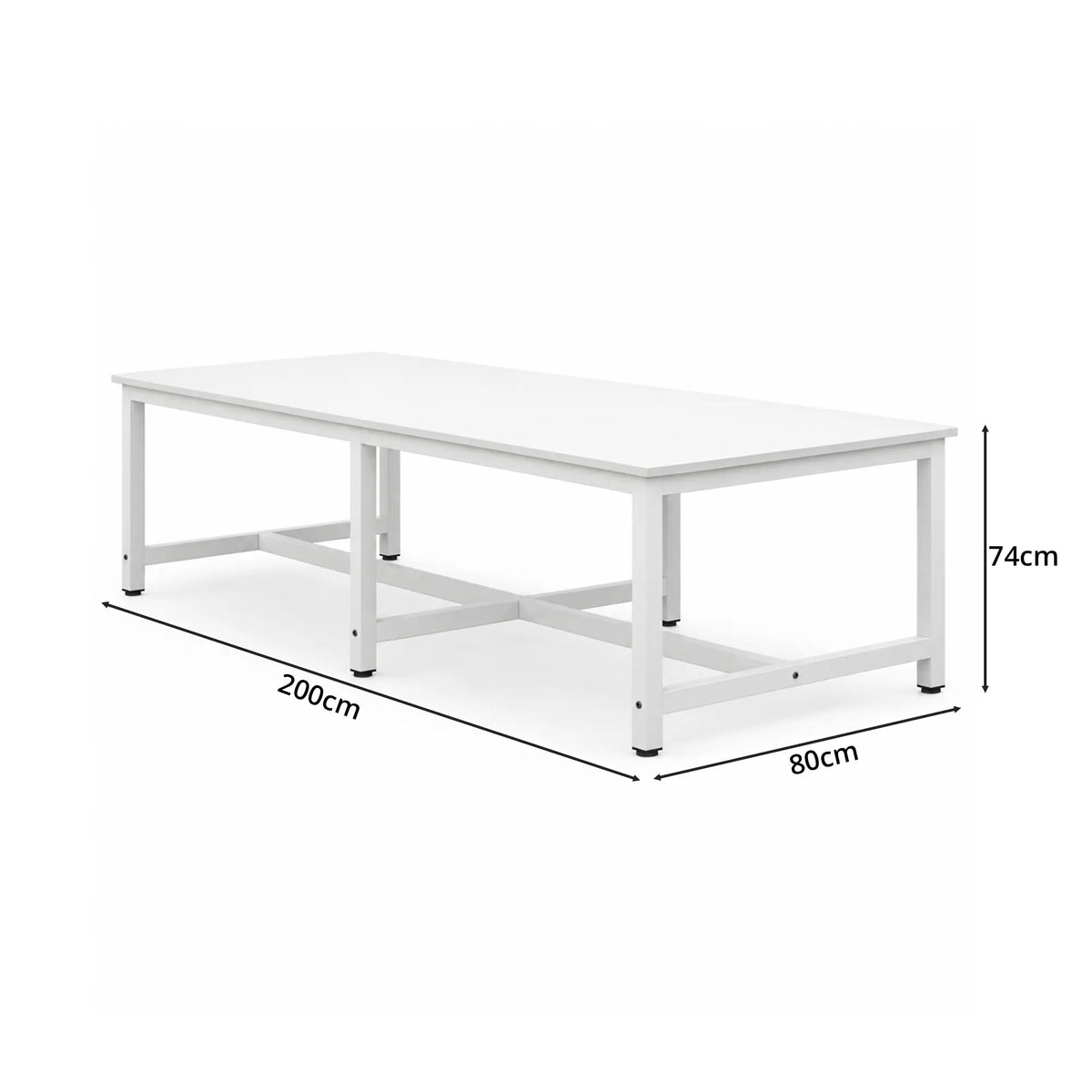 GROVIA Heavy Duty Workbench with Six Leg Steel Frame Single Layer Work Table Large Surface for Garage Workshop Warehouse Packing Station 80/100cm - White