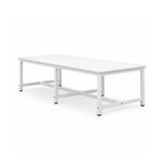 GROVIA Heavy Duty Workbench with Six Leg Steel Frame Single Layer Work Table Large Surface for Garage Workshop Warehouse Packing Station 80/100cm - White