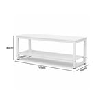 GROVIA Heavy Duty Workbench with Double Layer Storage Shelves Steel Frame Large Work Table for Garage Workshop Warehouse Packing Station 60/80cm - White