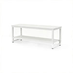 GROVIA Heavy Duty Workbench with Double Layer Storage Shelves Steel Frame Large Work Table for Garage Workshop Warehouse Packing Station 60/80cm - White
