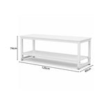 GROVIA Heavy Duty Workbench with Double Layer Storage Shelves Steel Frame Large Work Table for Garage Workshop Warehouse Packing Station 60/80cm - White
