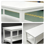 GROVIA Heavy Duty Workbench with Six Leg Steel Frame Double Layer Storage Shelves Large Work Table for Garage Workshop Warehouse Packing Station 100/120cm - White