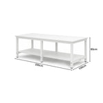 GROVIA Heavy Duty Workbench with Six Leg Steel Frame Double Layer Storage Shelves Large Work Table for Garage Workshop Warehouse Packing Station 100/120cm - White