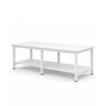 GROVIA Heavy Duty Workbench with Six Leg Steel Frame Double Layer Storage Shelves Large Work Table for Garage Workshop Warehouse Packing Station 100/120cm - White