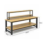 GROVIA Heavy Duty Workbench with Mobile Storage Rack Double Layer Steel Frame Wooden Top Table for Garage Workshop Warehouse Packing Station 60/80cm - Black