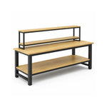 GROVIA Heavy Duty Workbench with Mobile Storage Rack Double Layer Steel Frame Wooden Top Table for Garage Workshop Warehouse Packing Station 60/80cm - Black
