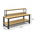 GROVIA Heavy Duty Workbench with Mobile Storage Rack Double Layer Steel Frame Wooden Top Table for Garage Workshop Warehouse Packing Station 60/80cm - Black