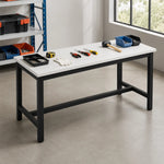 GROVIA Heavy Duty Stainless Steel Workbench - Single Layer 4 Leg Frame Smooth Metal Top Table for Garage Workshop Warehouse Packing Station 60/80cm - Black