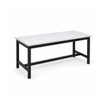 GROVIA Heavy Duty Stainless Steel Workbench - Single Layer 4 Leg Frame Smooth Metal Top Table for Garage Workshop Warehouse Packing Station 60/80cm - Black