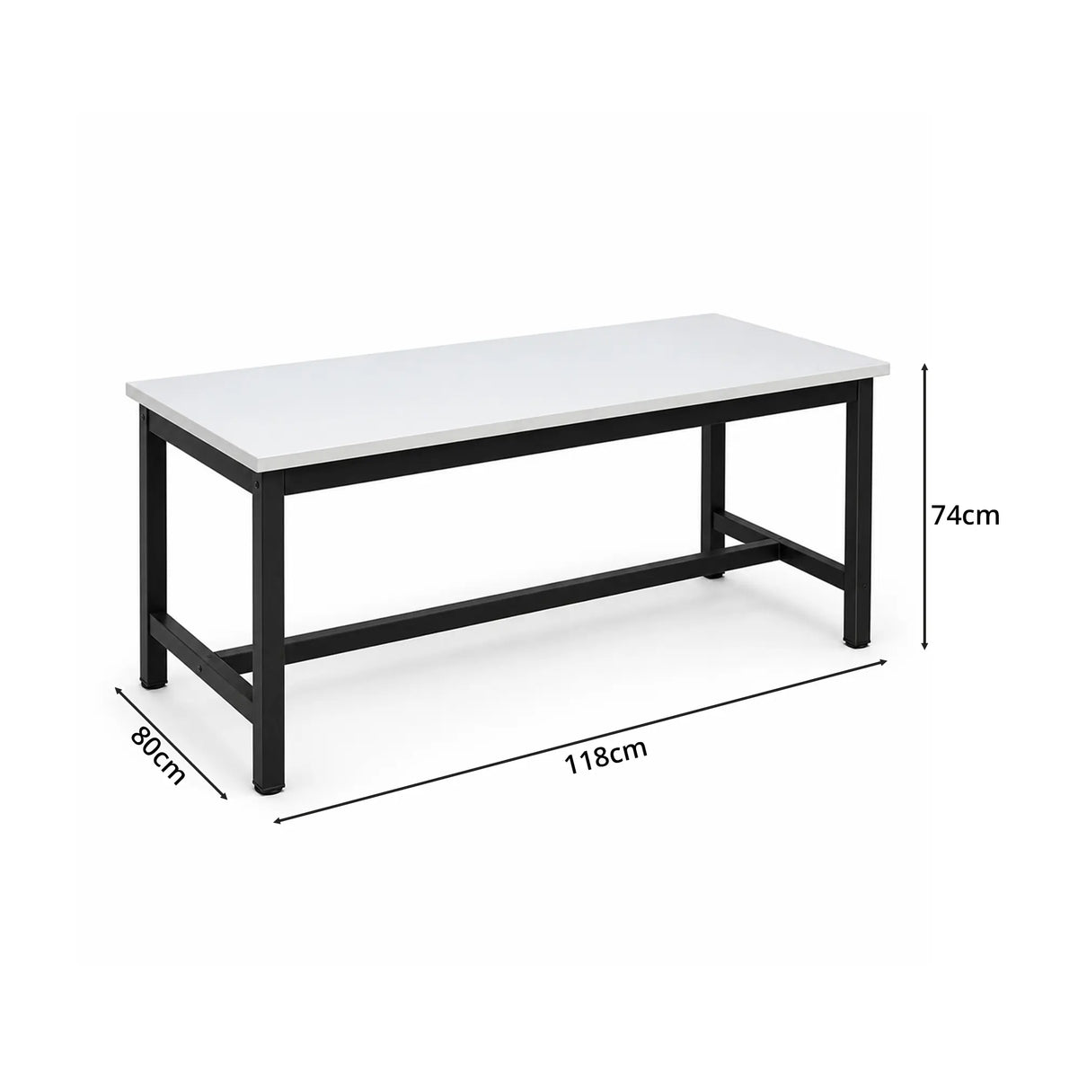 GROVIA Heavy Duty Stainless Steel Workbench - Single Layer 4 Leg Frame Smooth Metal Top Table for Garage Workshop Warehouse Packing Station 60/80cm - Black