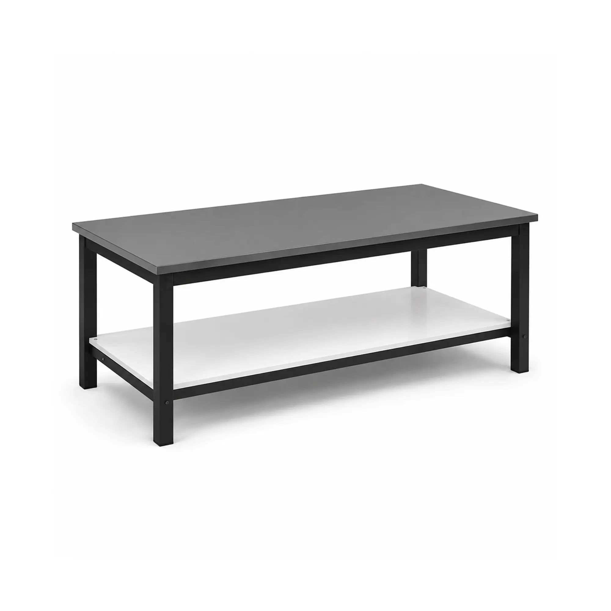 GROVIA Heavy Duty Stainless Steel Workbench - Double Layer 4 Leg Steel Frame Table with Storage Shelf for Garage Workshop Warehouse Packing Station 60/80cm - Black