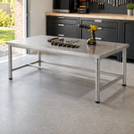 GROVIA Heavy Duty Stainless Steel Workbench - Single Layer 4 Leg Metal Frame Table with Durable 201 Steel Top for Workshop Garage Warehouse Packing Station 120x60/80cm - Silver