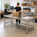 GROVIA Heavy Duty Stainless Steel Workbench - Single Layer 4 Leg Metal Frame Table with Durable 201 Steel Top for Workshop Garage Warehouse Packing Station 120x60/80cm - Silver