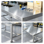 GROVIA Heavy Duty Stainless Steel Workbench - Single Layer 4 Leg Metal Frame Table with Durable 201 Steel Top for Workshop Garage Warehouse Packing Station 120x60/80cm - Silver
