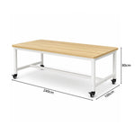 GROVIA Heavy Duty Mobile Workbench - Large Wooden Top Table with Steel Frame and Lockable Casters for Garage Workshop Warehouse Packing Station 240x100/120cm - Natural