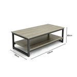 GROVIA Heavy Duty Workbench - Double Layer Storage Shelf Steel Frame Table with Spacious Worktop for Garage Workshop Warehouse Packing Station 120x60/80cm - Grey