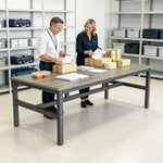 GROVIA Heavy Duty Workbench - Single Layer Steel Frame Table with Spacious Worktop for Garage Workshop Warehouse Packing Station 120x60/80cm - Grey