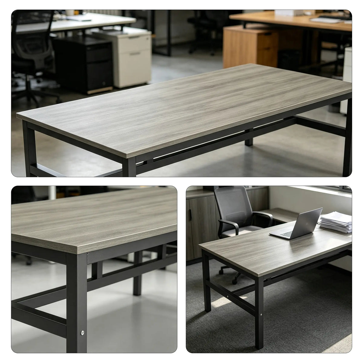 GROVIA Heavy Duty Workbench - Single Layer Steel Frame Table with Spacious Worktop for Garage Workshop Warehouse Packing Station 120x60/80cm - Grey