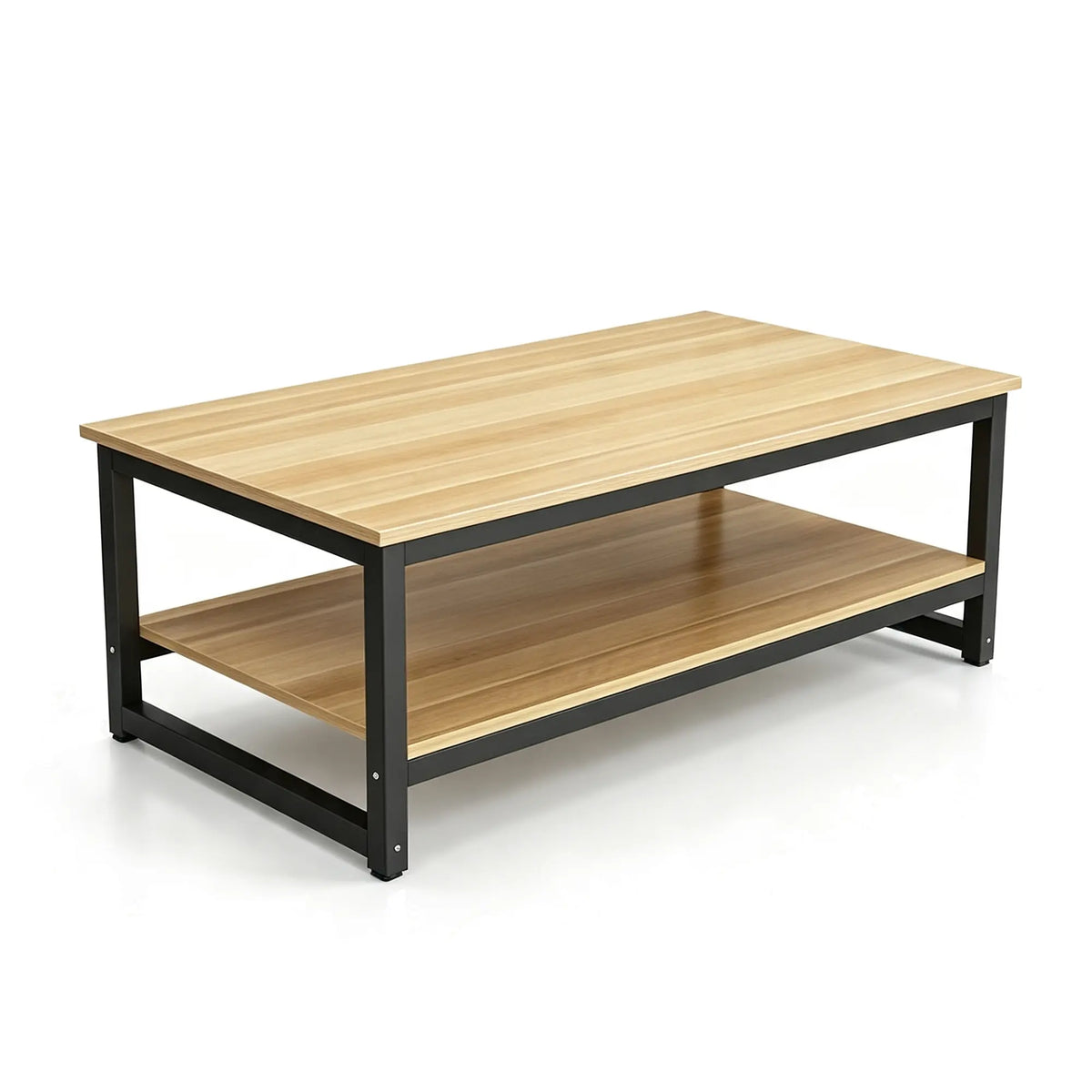 GROVIA Heavy Duty Workbench - Double Layer Wooden Top Table with Steel Frame Storage Shelf for Garage Workshop Warehouse Packing Station 120x60/80cm - Black