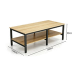GROVIA Heavy Duty Workbench - Double Layer Wooden Top Table with 6 Leg Steel Frame Storage Shelf for Workshop Warehouse Packing Station 200x100/120cm - Black