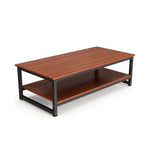 GROVIA Heavy Duty Workbench - Double Layer Wooden Top Table with 6 Leg Steel Frame Storage Shelf for Workshop Warehouse Packing Station 240x100/120cm - Brown