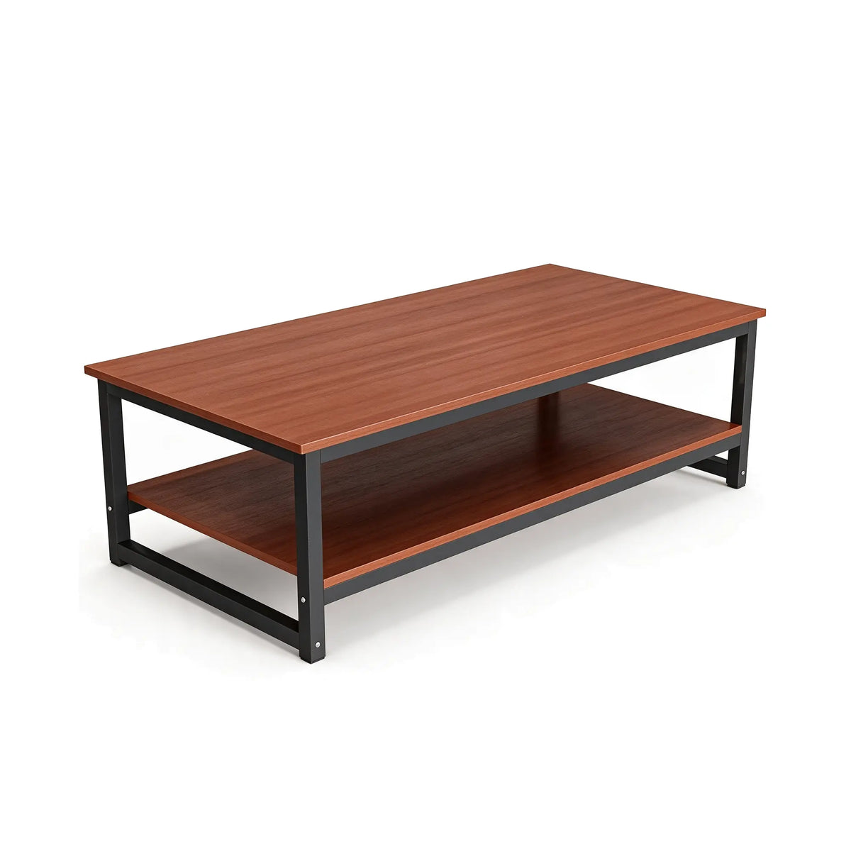 GROVIA Heavy Duty Workbench - Double Layer Wooden Top Table with 6 Leg Steel Frame Storage Shelf for Workshop Warehouse Packing Station 240x100/120cm - Brown