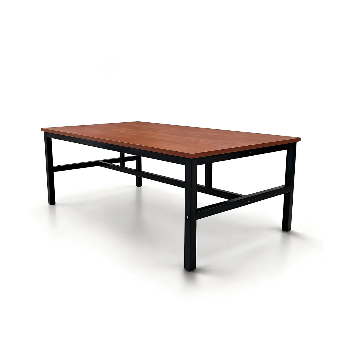 GROVIA Heavy Duty Workbench - Reinforced Steel Frame Wooden Top Table with Support Beams for Workshop Warehouse Packing Station 120x60/80cm - Brown