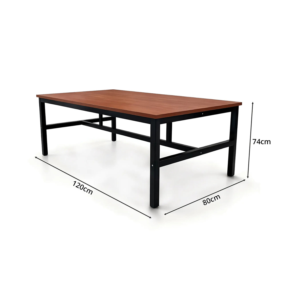 GROVIA Heavy Duty Workbench - Reinforced Steel Frame Wooden Top Table with Support Beams for Workshop Warehouse Packing Station 120x60/80cm - Brown