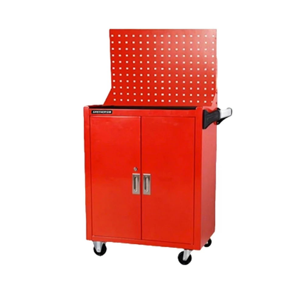 GROVIA Heavy Duty Tool Cabinet Pegboard Back Panel Lockable Mobile Storage 630x400x1310mm Workshop Garage Trolley - Red
