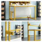 GROVIA Single Shaft Single Blade Cutting Rack 120/150cm Roll Material Stand with Adjustable Steel Frame for Packing Station Warehouse - Yellow